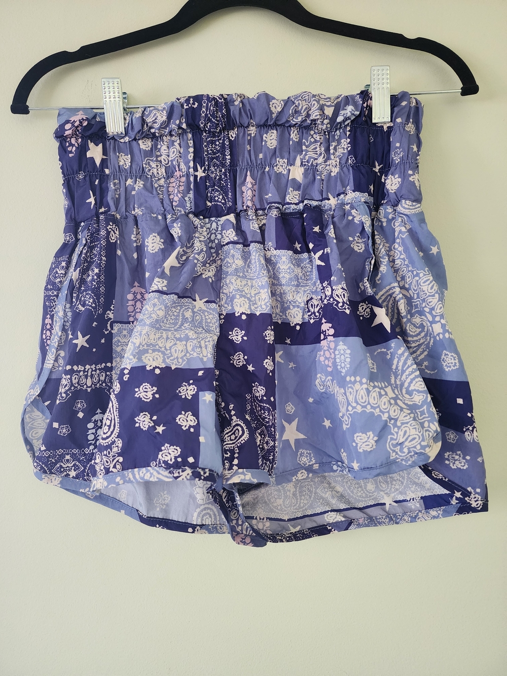 FP Movement by Free People Lavender & Navy Patchwork Print Athletic Shorts